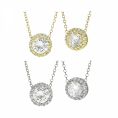 Cubic Zirconia necklace with CZ pave halo
